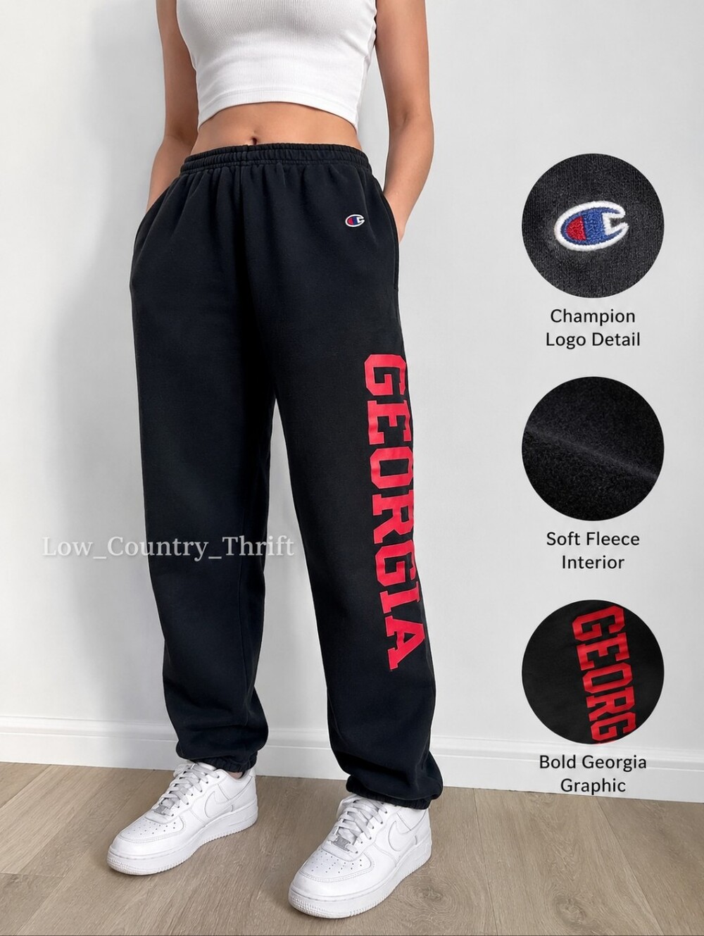 Champion Georgia Bulldogs UGA Fleece Jogger Sweatpants Black Medium